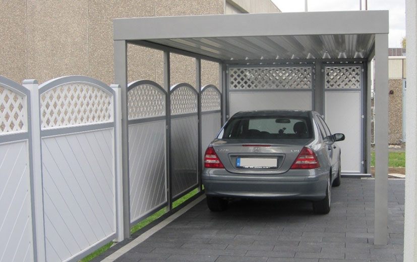 Carport Seitenwand in Weiß / Grau