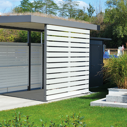 Carport Seitenwand mit Spalt in Weiß