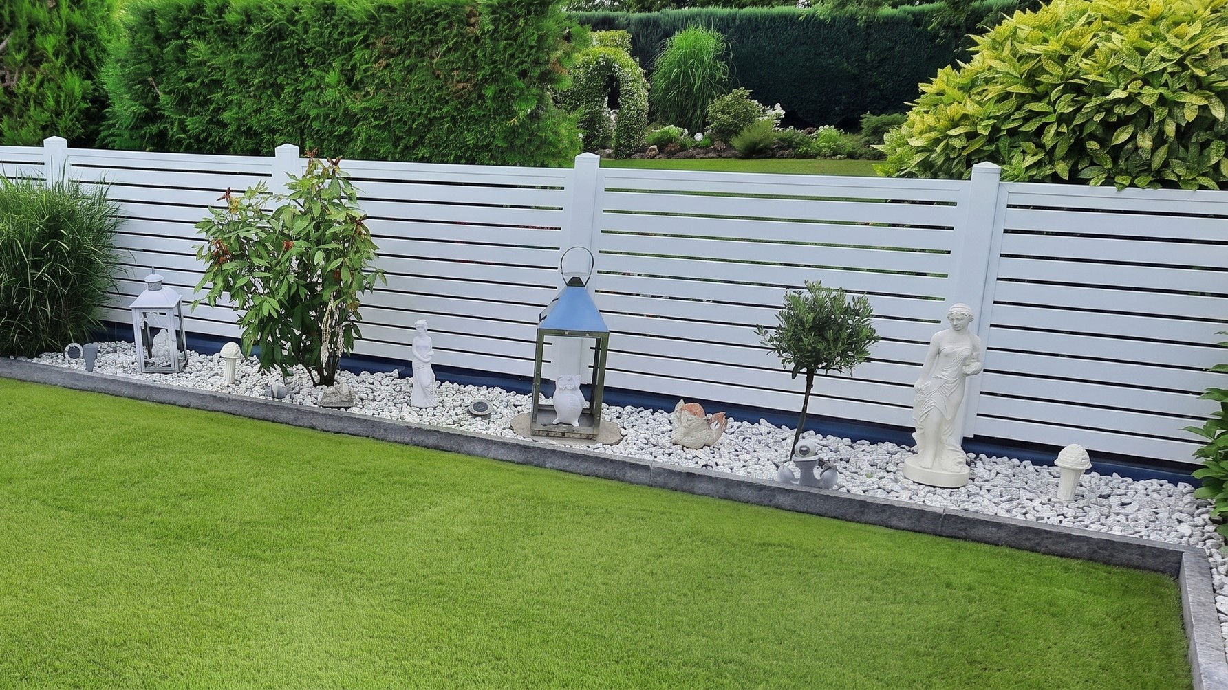 Gartenzaun aus Qualitätskunststoff im Garten