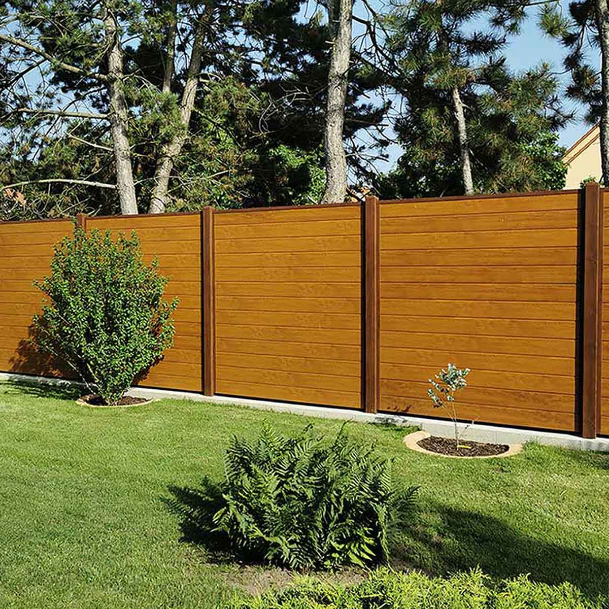 Sichtschutzzaun Gartengrenze in Holzoptik Golden Oak Eiche Braun