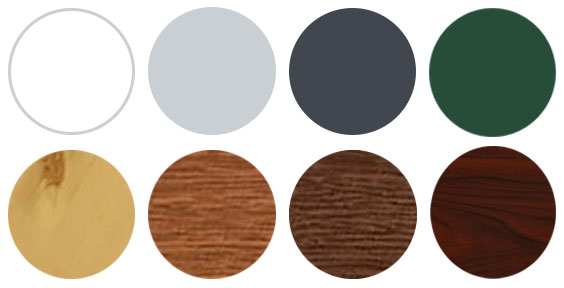 Kunststoff in vielen Farben und Holzdtöne