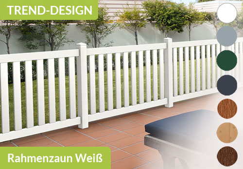 Rahmenzaun aus Qualitäts-Kunststoff in Weiß