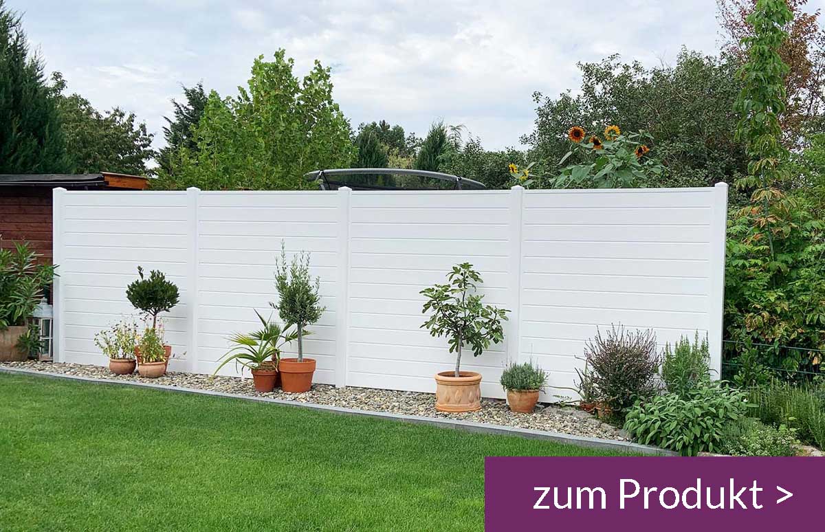 weißer Sichtschutzzun im Garten | Sichtschutzideen