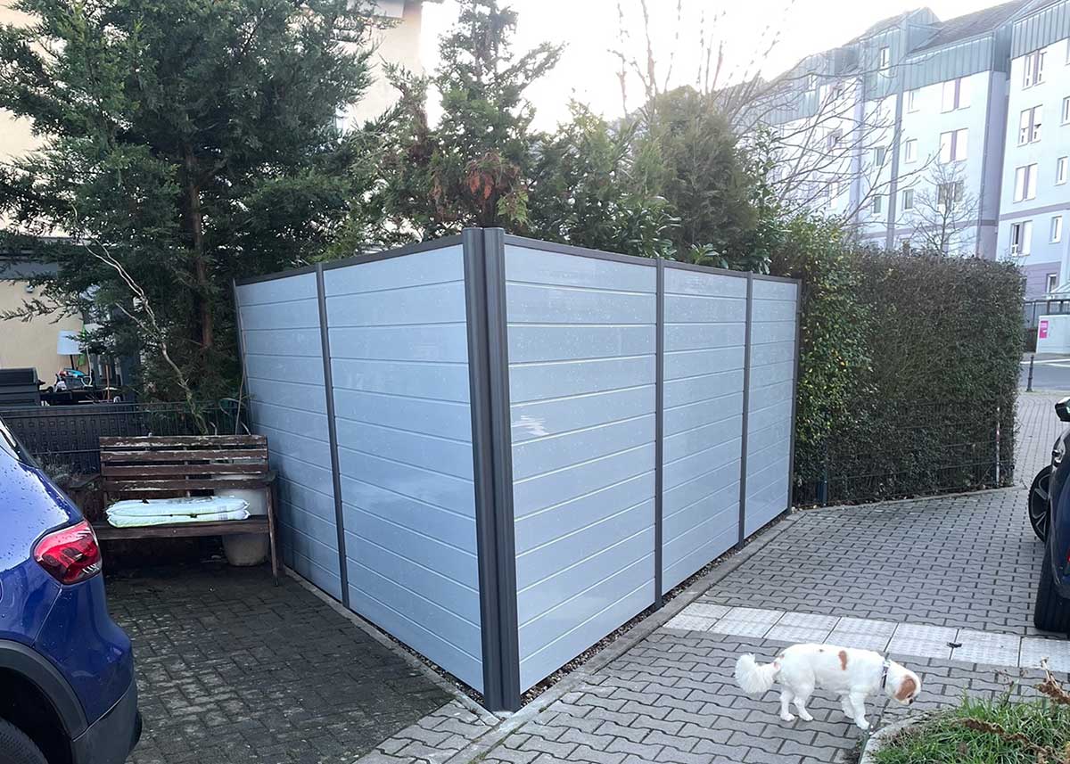 Mülltonnenverkleidung Sichtschutz Mülltonnenplatz grau anthrazit PVC