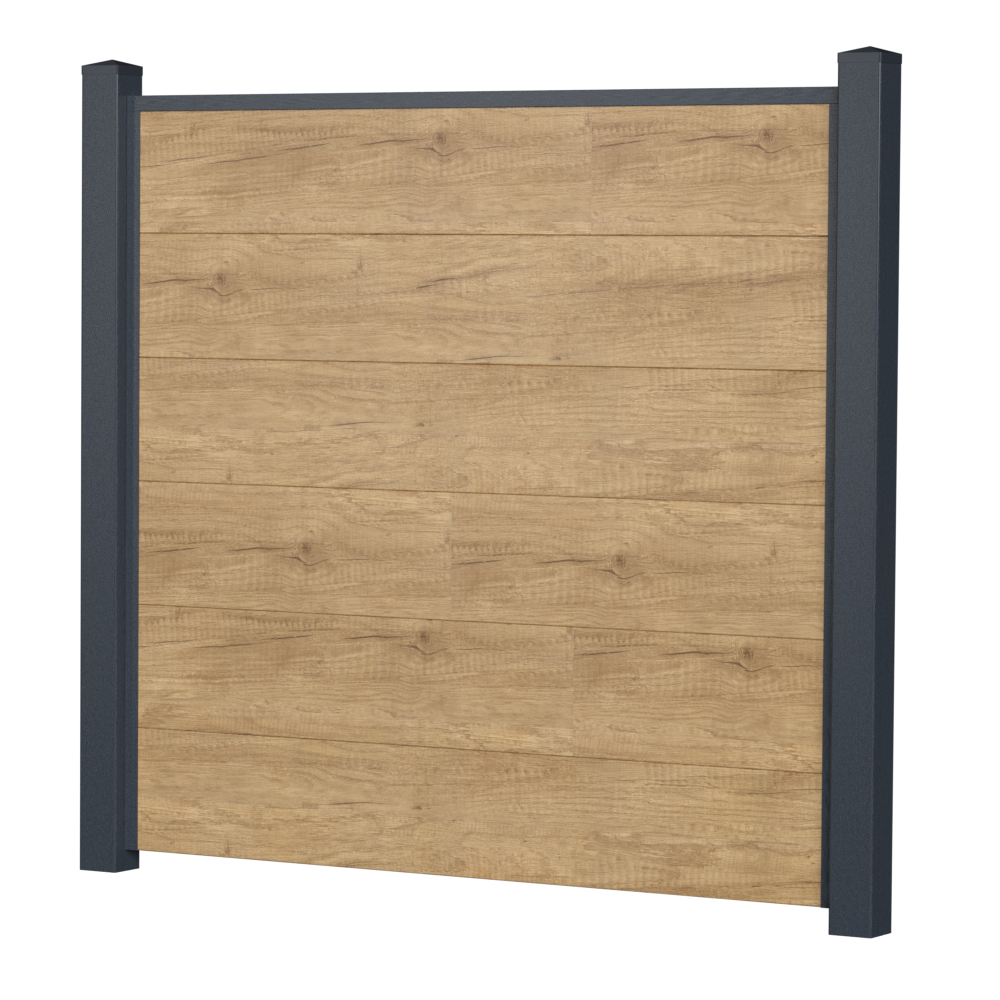 Bild ECOline Sichtschutzelement aus Kunststoff Holzoptik Desert Oak mit XL Paneel