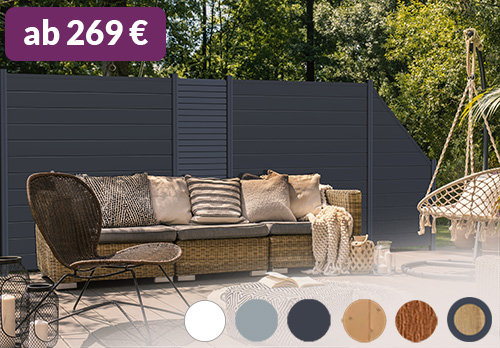 Basicline Sichtschutz aus Kunststoff in Anthrazit mit Aluminiumpfosten