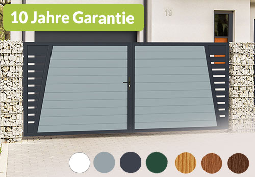 modernes Hoftor Spalt 400x200 Aluminium Kunststoff Anthrazit Grau