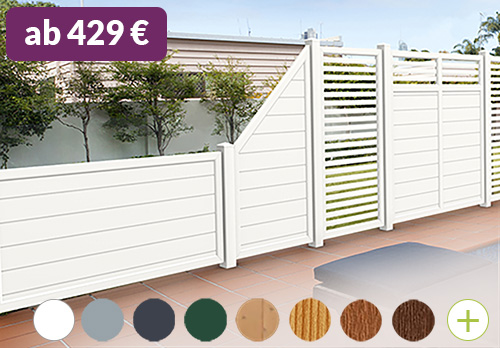 Sichtalfex Sichtschutz Kunststoff PVC in Weiß Aluminium-Rahmen Spaltsichtschutz Garten Pool Terrasse