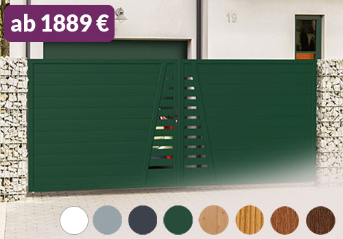 Sichtschutztor Hoftor Designtor aus Qualitätskunststoff in Moosgrün