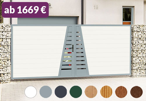 Sichtschutz in Weiß und Grau aus hochwertigen Kunststoff Sichtschutztor Design
