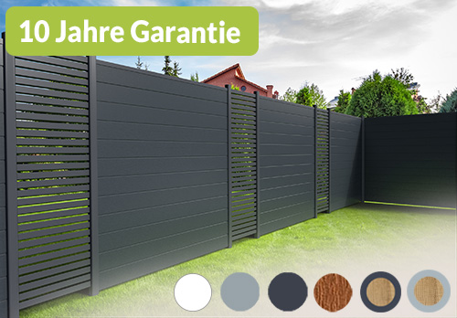 Basicline Sichtschutz aus Kunststoff in Anthrazit mit Aluminiumpfosten