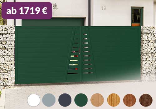 Sichtschutztor Designtor Hoftor aus Qualitätskunststoff in Moosgrün aus Kunststoff