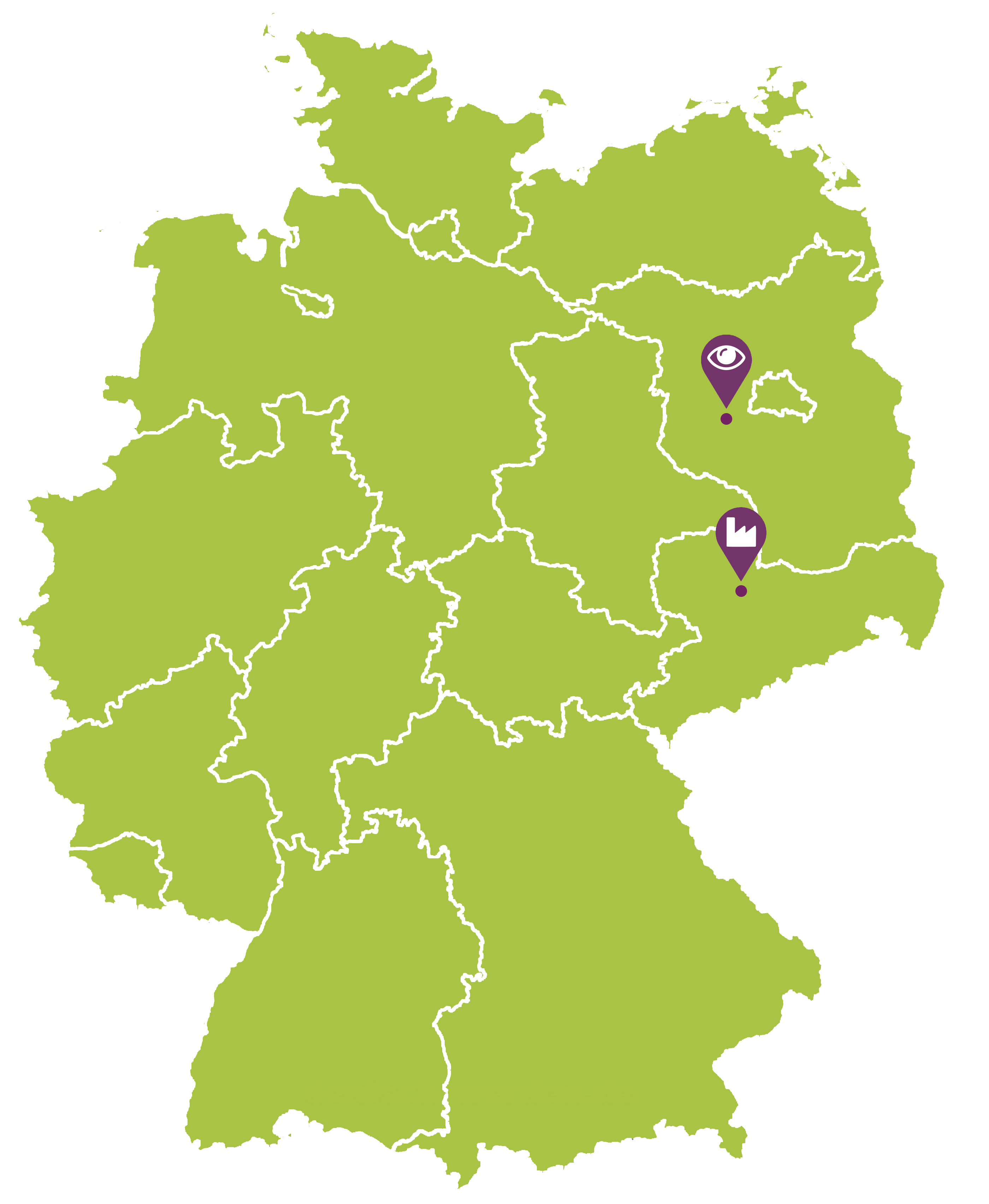 Deutschlandkarte Unternehmen FairGarden Standorte