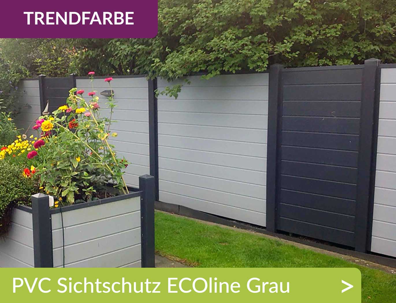 Sichtschutz Kunststoff PVC Grau Anthrazit Ecoline