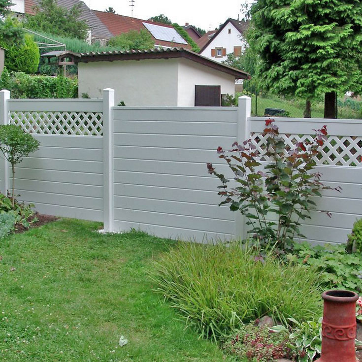 Sichtschutz im Garten Grau Weiß mit Rankgitter Kunststoff