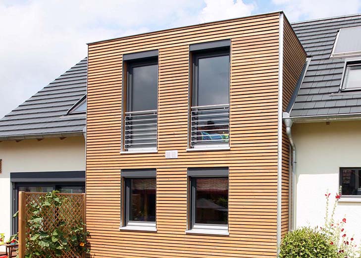 Rhombuspaneele für Fassade Kunststoff Holzoptik Eiche/Lärche