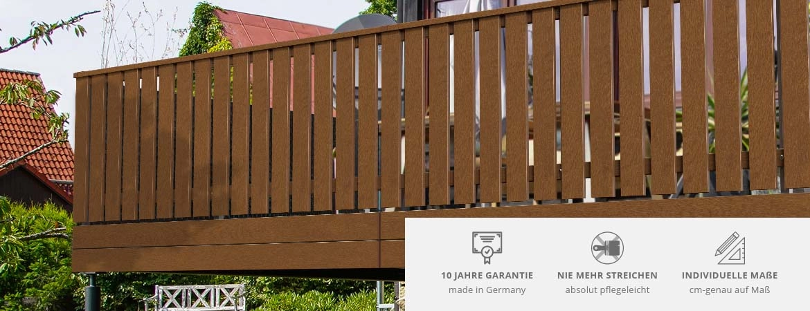 Balkonbretter Kunststoff Nussbaum Hier **auf Maß** kaufen