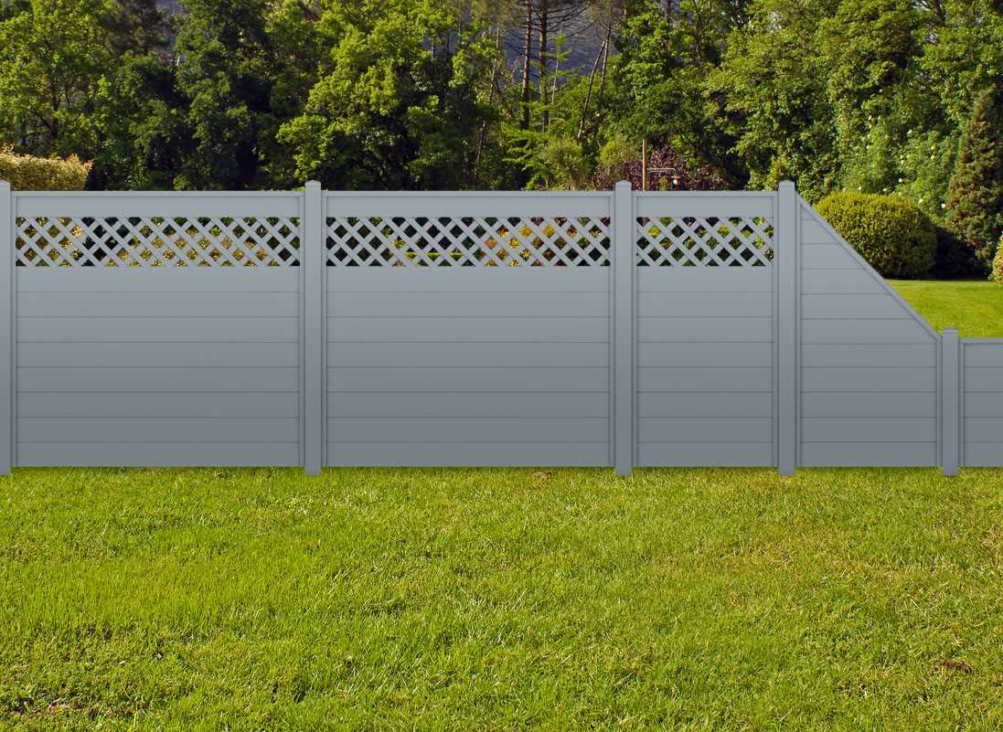 Silbergrau Sichtschutzzaun Kunststoff Grau ECOline Element 180 Gitter