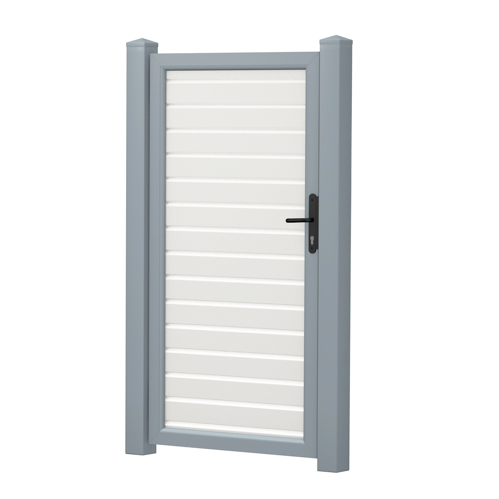 Sichtschutztür Kunststoff Weiß - Silbergrau