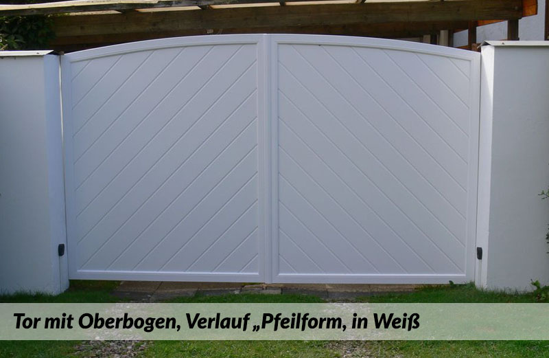 Weiß (Tore) Sichtschutz Hoftor OBERBOGEN aus Kunststoff bis 400x200