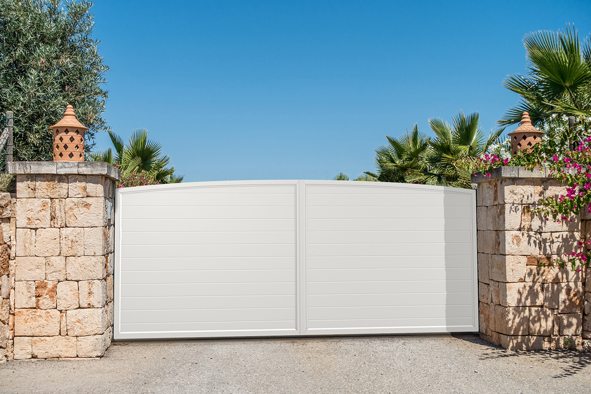 Weiß (Tore) : Sichtschutz Hoftor OBERBOGEN aus Kunststoff bis 400x200