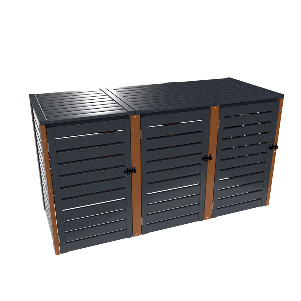 PVC 3er Tonnenboxen aus Kunststoff in Anthrazit - Golden Oak