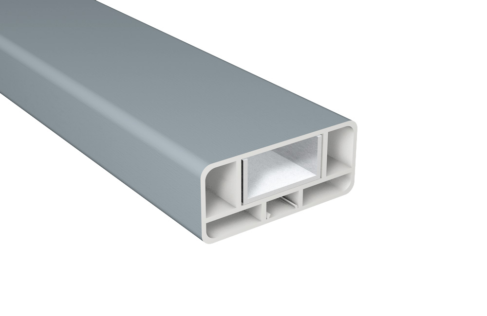 Zaun-Querriegel Kunststoff / B80xT35 inkl. Alu-U-Profil / Silbergrau