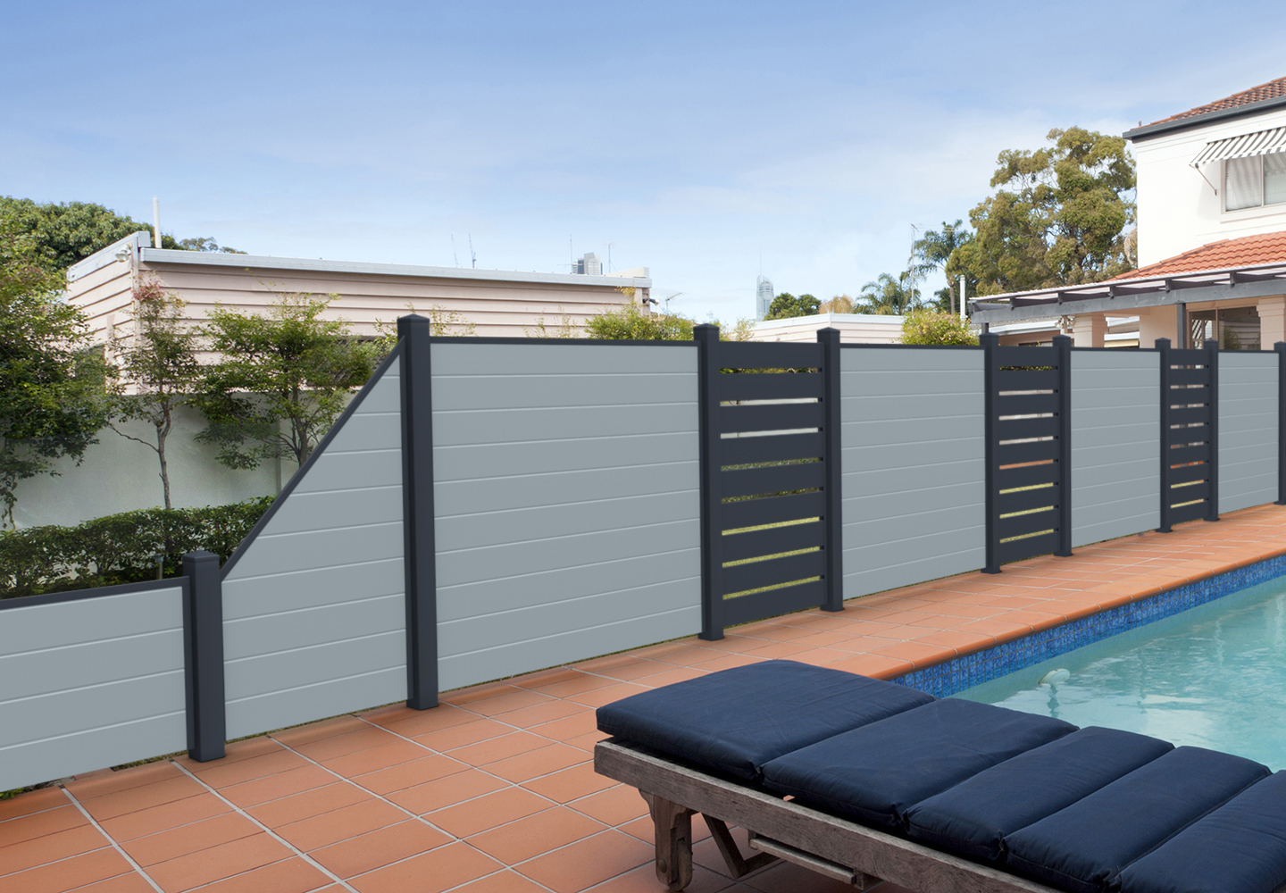 Sichtschutz Spalt Kunststoff Schwarz-Grau | Sichtschutzzaun-Shop.de