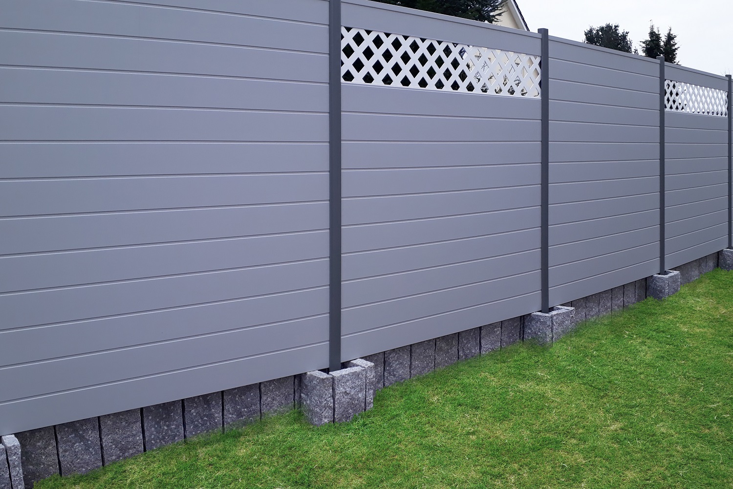 Grau Sichtschutzzaun PVC Kunststoff Grau BASICline Element dicht