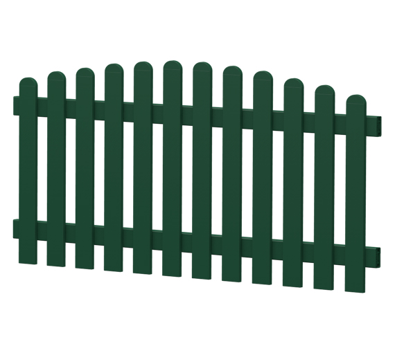 Gartenzaun-Element (Lattenzaun) | PVC-Kunststoff | Oberbogen - Moosgrün | BAUSATZ