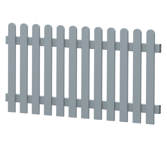 Gartenzaun-Element (Lattenzaun) | PVC-Kunststoff | Gerade - Silbergrau | BAUSATZ