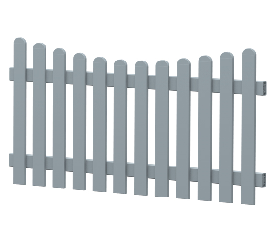 Gartenzaun-Element (Lattenzaun) | PVC-Kunststoff | Unterbogen - Silbergrau | BAUSATZ