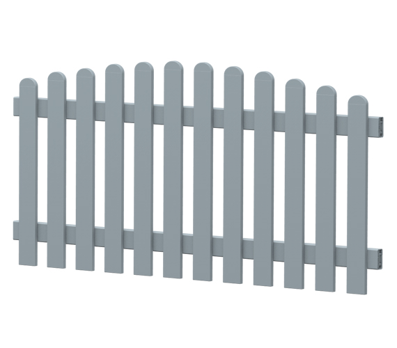 Gartenzaun-Element (Lattenzaun) | PVC-Kunststoff | Oberbogen - Silbergrau | BAUSATZ