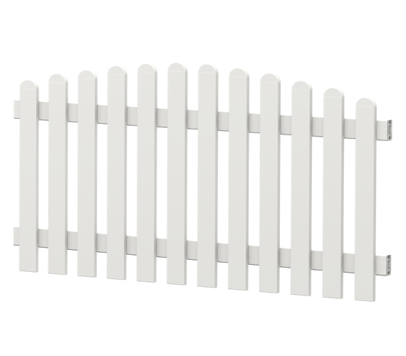 Gartenzaun-Element (Lattenzaun) | PVC-Kunststoff | Oberbogen - Weiß | BAUSATZ