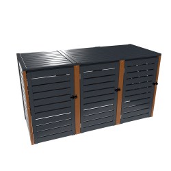 PVC 3er Tonnenboxen aus Kunststoff in Anthrazit - Golden Oak
