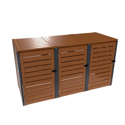 PVC 3er Tonnenboxen aus Kunststoff in Golden Oak - Anthrazit
