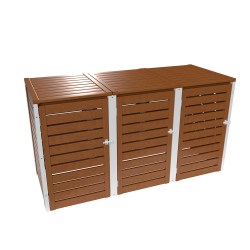 PVC 3er Tonnenboxen aus Kunststoff in Golden Oak - Weiß