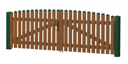 Gartenpforte auf Maß Kunststoff Oberbogen Moosgrün Golden Oak