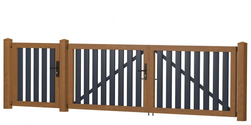 Gartenpforte-Tor-Kombination_PVC-Kunststoff_Golden Oak Anthrazit