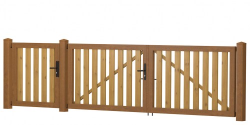 Gartenpforte-Tor-Kombination_PVC-Kunststoff_Golden Oak Astfichte