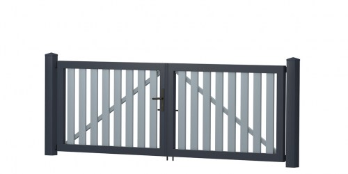 Gartentor 2-flügelig 300x100cm Anthrazit-Silbergrau