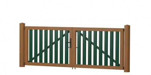 Gartentor 2-flügelig 300x100cm Golden Oak-Moosgrün