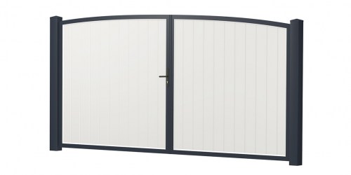 Sichtschutztür Doppeltor Oberbogen Kunststoff Weiß Anthrazit