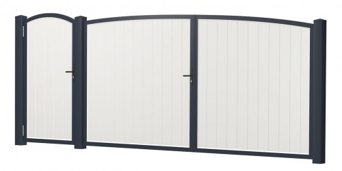 Sichtschutz Doppeltor-Tür-Kombi Oberbogen Kunststoff Weiß Anthrazit