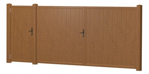 Sichtschutz Doppeltor-Tür-Kombi Kunststoff Golden Oak