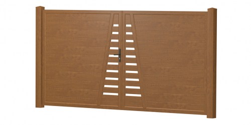 Sichtschutztür Doppeltor Kunststoff mit Design Element Golden Oak