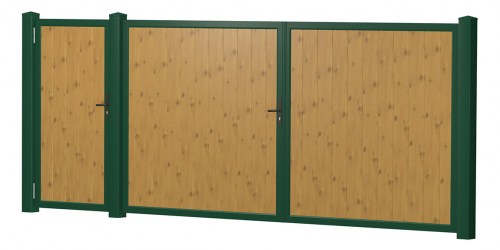 Sichtschutz Doppeltor-Tür-Kombi Kunststoff Astfichte Moosgrün