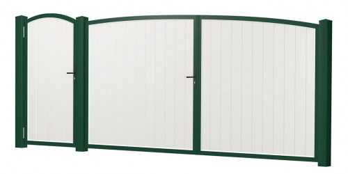 Sichtschutz Doppeltor-Tür-Kombi Oberbogen Kunststoff Weiß Moosgrün