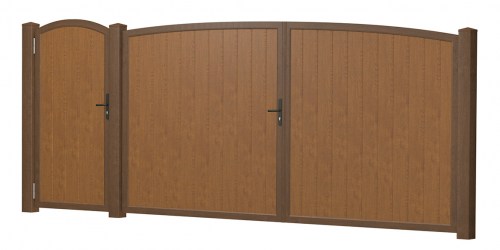 Sichtschutz Doppeltor-Tür-Kombi Oberbogen Kunststoff Golden Oak Nussbaum