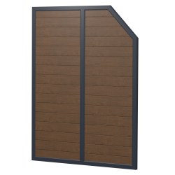 Sichtschutz Element Eckausschnitt Kunststoff Dicht mit Kämpfer 200cm Nussbaum Anthrazit